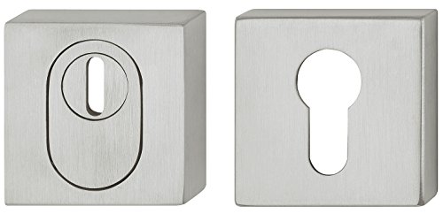 Preisvergleich Produktbild Schutzbeschlag Haustür Sicherheitsrosette Edelstahl eckig mit Zylinder-Abdeckung - H2011 / PZ - Profilzylinder / Rosettenpaar rund für Wohnungseingangstüren / 1 Paar - Türosetten für Eingangstüren