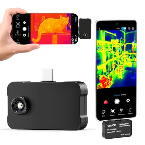 VEVOR �T�[�}���C���[�W���O�J���� Android&iOS�p 512 x 384 �X�[�p�[�𑜓x�A25HZ���t���b�V�����[�g�ԊO���T�[�}���C���[�W���[ �X�}�[�g�t�H���^�u���b�g�p�A256 x 192 IR�𑜓x�A-15.6 °C-1500°F&6�J���[