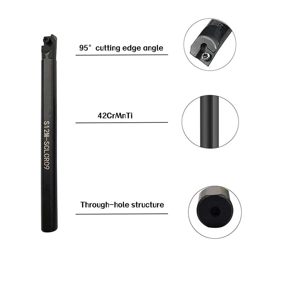 Drehwerkzeughalter für Mini-Bohrstangen-Set für CCMT09T304 Einsätze, 1,27 cm Schaft S12M-SCLCR09 für Stahl