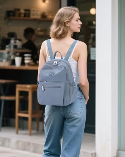 Image of Tanweibago Mini Nylon Women Backpacks,11L Small Ladies backpacks Casual Lightweight Women Shopping Travel Daypack (Light Blue)