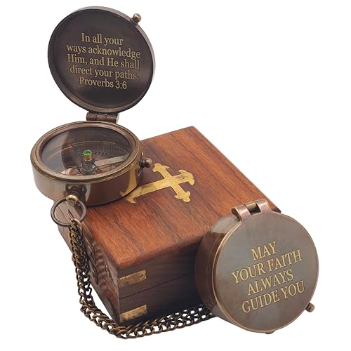 Brújula manual grabada para regalos de bautismo miniatura 4