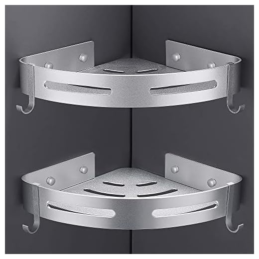 Hoomtaook Estanteria Ducha sin Taladros Estanteria Baño Ducha Rinconera Estantería de Esquina para Baño Ducha Aluminio, Acabado Mate, Estantes, 2 piezas Plata