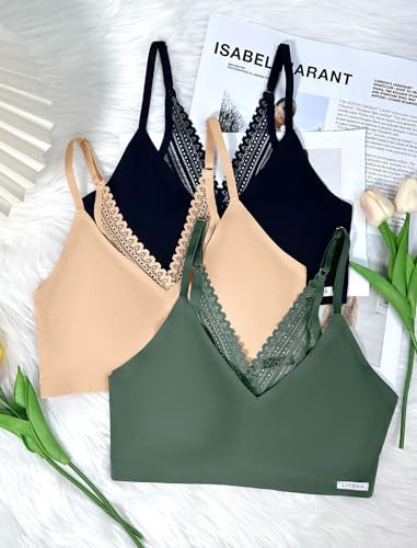 Image of Livona Wireless Bras for Women - Comfort Bralettes with Support Adjustable Seamless Sports Bras Lace Cami Crop S-XXL