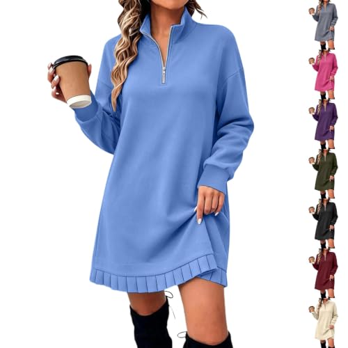 Sweatshirt Dress Women Half Zip Long Sleeve Mini Dress 2026 Fall - image 1