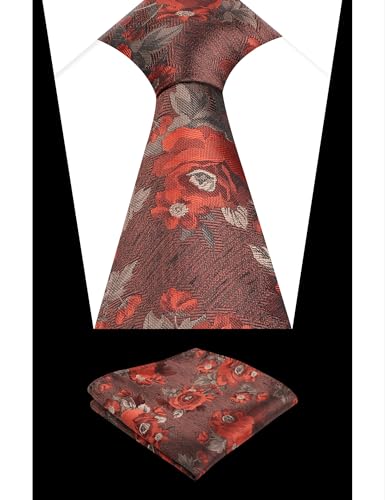 Image of Alizeal Mens 3.15'' Colorful Flower Pattern and handkerchief Necktie Set