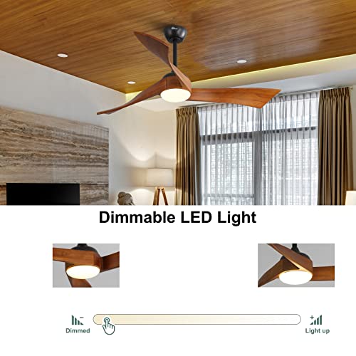 52 Inch Wood Remote Control Ceiling Fan for Modern Living Spaces