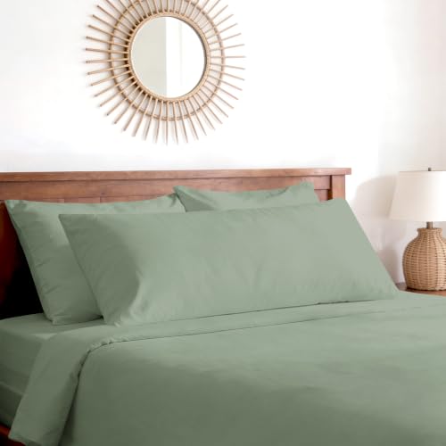Pizuna 100% Cotton Long Body Pillow Case 400 Thread Count Sea Foam