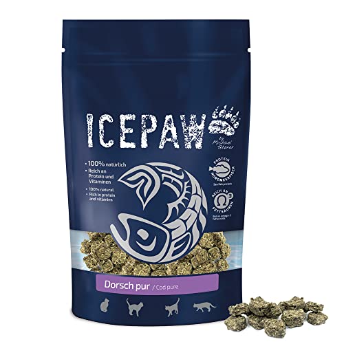 ICEPAW I Dorsch pur (Cat) I 150 g I Monoprotein Snack für Katzen I 100% natürlich