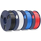 SUNLU ABS Filament 1.75mm 3D Printer Filament, Strong and Durable, Excellent Toughness, Individually Vacuum Packed, 4kg in Total, 1kg per Spool, Pack of 4, Black+White+Blue+Red