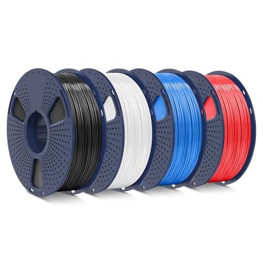 SUNLU ABS Filament 1.75mm 3D Printer Filament, Strong and Durable, Excellent Toughness, Individually Vacuum Packed, 4kg in Total, 1kg per Spool, Pack of 4, Black+White+Blue+Red