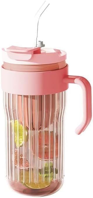Image of 580ml Glass Tumbler with Infuser, Straw, Lid & Handle - Reusable Travel Water Sipper Mug for Juice, Cocktail, Iced Tea, Coffee - Hot & Cold Drinking Glass Cup - Pack of 1