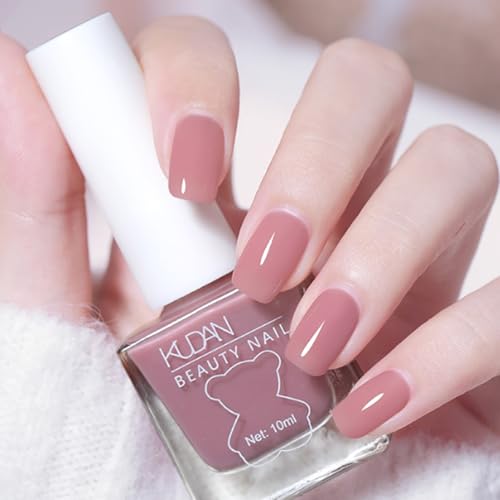 NovaCharm Dark Pink Nail Polish - Air Dry Quick Dry Nail Polish - Long Lasting Nail Varnish - High Glossy Fingernail Polish - Pink Jelly Nail Gel No Need UV Light DIY at Home for Women