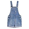 KIDSCOOL SPACE Girls Shorts,Little Big Girls Stretchy Denim Ripped Summer Shortalls,Light Blue,8-9 Years