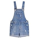 KIDSCOOL SPACE Girls Shorts,Little Big Girls Stretchy Denim Ripped Summer Shortalls,Light Blue,8-9 Years