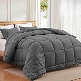 Mosluna Dark Grey King Comforter Set, 3 Piece Bedding Comforters Sets for All Season, Bed Set with 1 Down Alternative Duvet Insert 104×90 Inches and 2 Pillow Cases (King Size, Charcoal Gray)