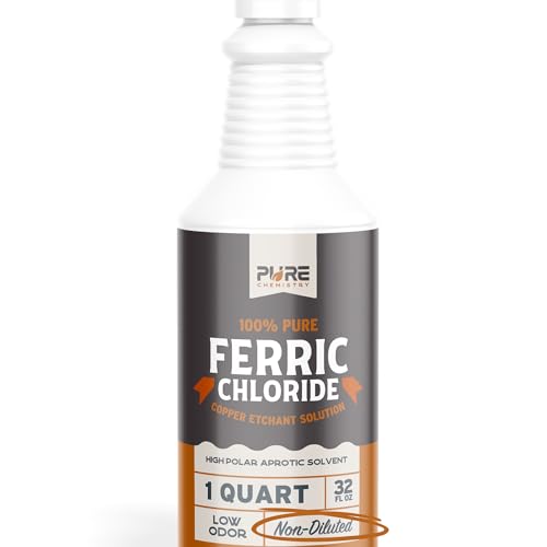 Ferric Chloride Concentrated Liquid Solution, 100% Pure, Metal Etching Cream for Brass, Copper, Stainless Steel Jewelry and Electronics Circuit PCB Board, 1 Quart (32 Fl Oz)