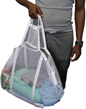 Large Soft Nylon Mesh Laundry Basket with Handles Portable and Collapsible For Dirty and Clean Laundry Home Travel College Dorm Also Ideal For Toys and Sporting Goods (Pack of 2) image 5