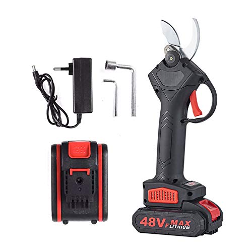 JOQINEER Professionele draadloze elektrische snoeischaars,2 stuks 2Ah back-up oplaadbare lithium batterij aangedreven boom tak snoeischaar, 30 mm (1,2 inch) snijden diameter, met reservemes