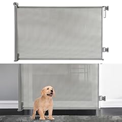 Tubiaz Cancello per bambini 150cm, Cancelletto per bambini A cani, Cancelletto estensibile, Cancelletto per scale, cancelletto, Tenda a rullo per cancelletto, Grigio