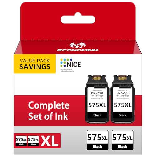 Economink PG 575XL Cartucho de Tinta reciclada para Canon 575 XL para Impresora PIXMA TS3550i TS3551i TS3750i TS3751i TS3752i TR4750i TR4751i TR4755i TR4756i (2 Negro)