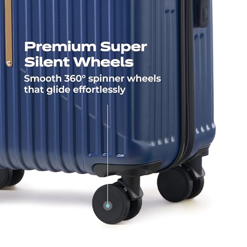Image of Midnight Voyager Check-in Medium 67.5cm | Trolley Bag Hard Case Polycarbonate, 4 Wheels 360 Degree Wheeling System Luggage, Suitcase for Travel, with Front Laptop Access (Strom Blue)