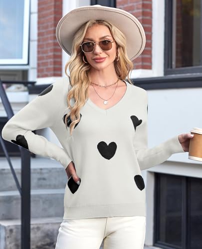 Image of Women's Spring Sweaters 2026 Casual Long Sleeve Pullover V Neck Lightweight Sweatshirts Cute Blouse Tops
