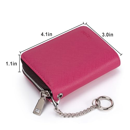 Image of Mayski Credit Card Holder, Zipper Credit Card Wallet for Women, Small Accordion Card Cases Holder, KeyChain Wallet, Business Card Holder, Burgundy