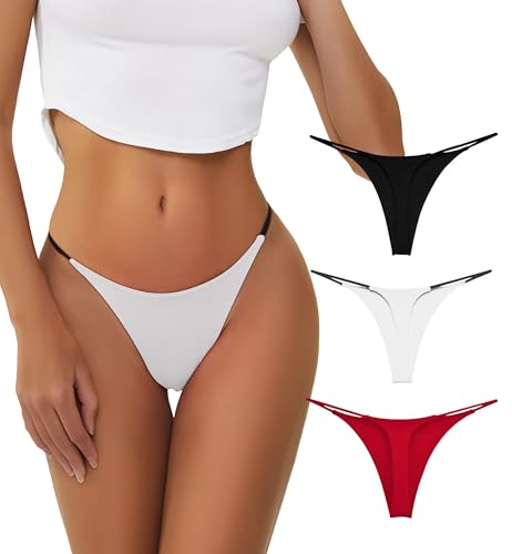 Image of chahoo Sexy Underwear for Women Thong Low Rise G-String Panties 5-Pack Low Waist T Back String Underpants Gift for Women