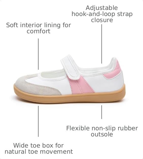 UOOMU Girls Mary Jane Shoes Wide Toe Box Sneakers, White/Pink T9.5 US by UOOMU - Used condition - Image 3