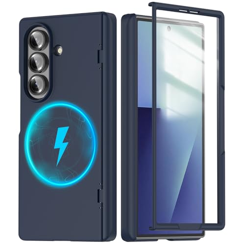 Coque Samsung Z Fold 7 MagSafe bleu avec protection écran