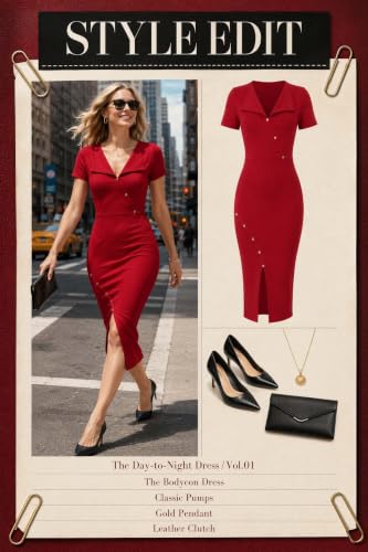 Image of Fooullaide Women's Sexy Bodycon Mid Dress Stretch Short Sleeve V Neck Cocktail Party Dresses