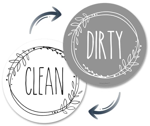 Dishwasher Magnet Clean Dirty Sign, Double-Sided Clean/Dirty for Stainless Steel Dish Washers, White & Gray Magnetic Home and Kitchen Gadgets or Accessories