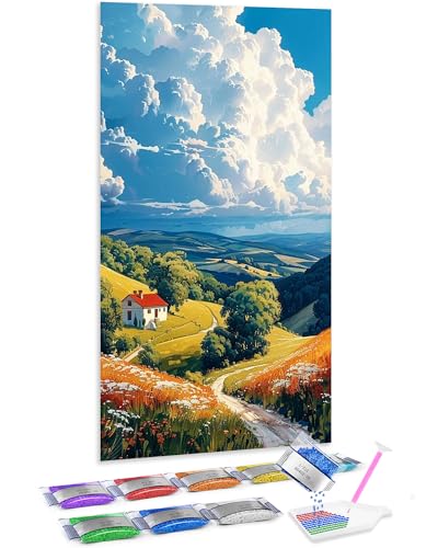 Diamond Painting DIY Jumpdot para decorar el salon con un relajante paisaje de pastizales