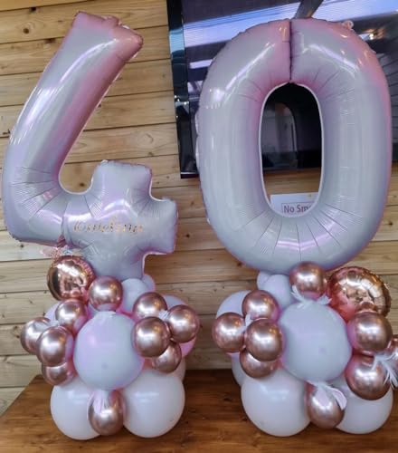 Image of Light Purple Number 40 Birthday Balloons, 40 Inch Large Pastel Dusty Purple Mylar Foil Number 4 & 0 Balloons for Women, 40th Birthday Balloons for 40 Year Old Anniversary Party Decorations Supplies