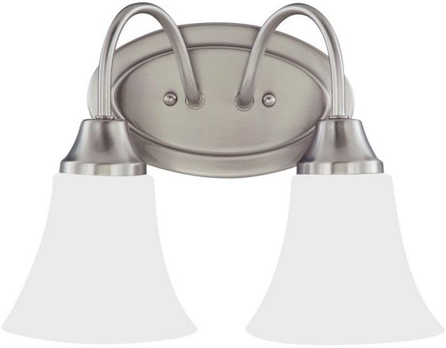 Generation Lighting 44806-710 Holman Two - Light Wall/Bath Vanity Style Fixture, Bronze, 60 Total Watts, 9 Inch Height, 11.75 Inch Wide, Steel Construction, Satin Etched Glass Shades