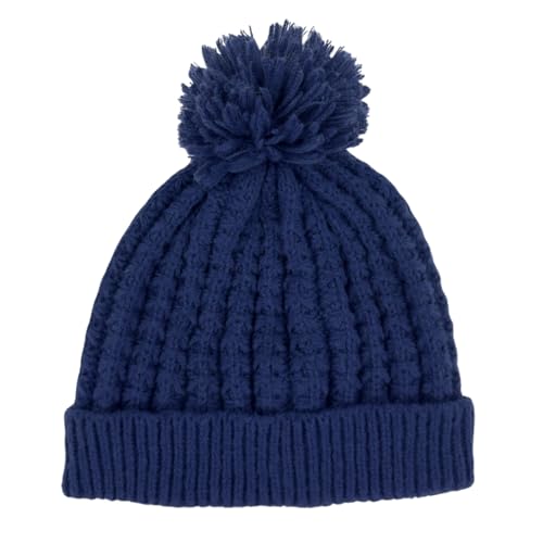 Humble Hilo Knit Hats Beanies for Women Winter Pom Beanie Men or Women Beanies Cable Knit Beanie (US Alpha One Size Navy Blue Pom Pom)