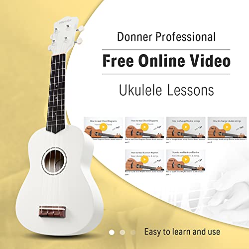 Ukulele soprano blanc Donner DMU-01 Macaron avec housse et accessoires - 4