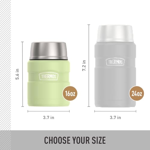 Image of THERMOS Stainless King Vacuum-Insulated Food Jar with Spoon, 16 Ounce, Matte Green