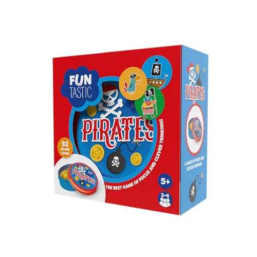 IMAGILAND Pirates - Treasure Hunt Strategy Card Game for Kids Ages 5+ | Family Travel Game for 2-4 Players | 15 Minutes Playing Time | 52 Round Cards in a Metal Tin | Pirate Toy Gift