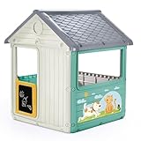 Dolu: My First House: White & Green - Playhouse, Indoor & Outdoor Toy, Cat & Dog Decal, Waterproof & Durable, Imaginative Play, Toddler Kids Age 2+
