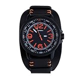 FENKOO Herren Armbanduhr Quartz Wasserdicht/Sportuhr Leder Band Schwarz Marke- SINOBI