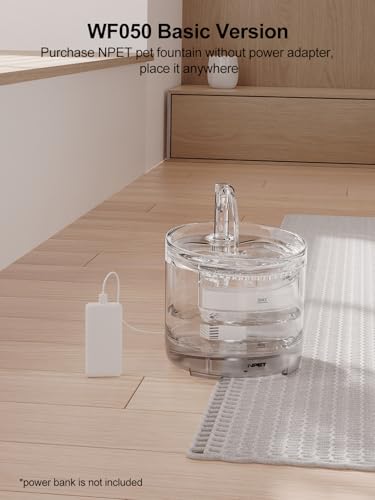Image of NPET Resin Cat Foutain, 54Oz /1.6L Automatic Cat Water Fountain | Bottom Suction Ultra Quiet Pump For Cats & Small Dogs Without Adapter (Wf050Tp)
