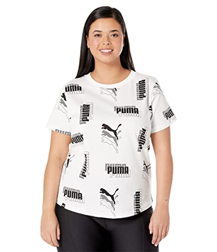 Puma Women's Plus Size Power All Over Print Tee, White, 2X #TOP11