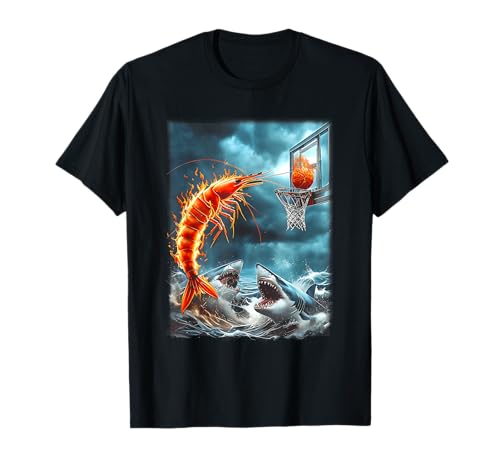 Shrimp Dunking On Sharks Funny Ocean Basketball Meme Sport T-Shirt