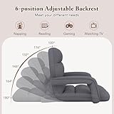 COSTWAY Floor Sofa Chair, 6-Position Adjustable Lazy Sofa Bed with Armrests, Metal Frame Single Padded Lounge Sleeper Recliner Floor Chair Seat for Meditation, Gaming and Reading (Grey) - Image 4