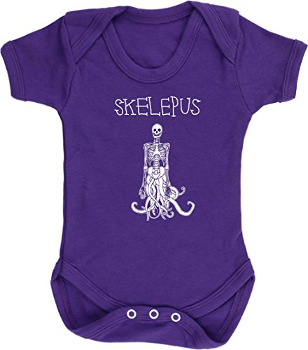 Hippowarehouse Skelepus Skull Skeleton Octopus Tattoo Baby Vest Bodysuit (Short Sleeve) Boys Girls Purple