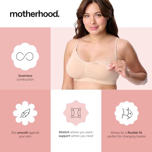 Image of Motherhood Maternity Women's Wireless Clip Down Seamless Nursing Bra for Breastfeeding