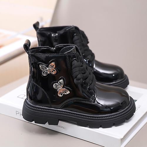 Kids Combat Boots Girls Lace Up Ankle Booties Boots Fashion Butterfly Design Casual Winter Shoes3