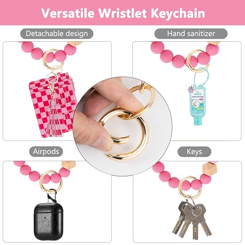 Image of KNGITRYI Wristlet Wallet for Women,RFID Keychain Wallet with Beaded Strap