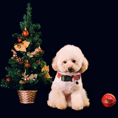 Image of Christmas Santa Claus Dog Collar, Cute Santa Claus Christmas Collar for Puppy Girl Boy Dog, Adjustable Red Dogs Collars with Quick Release, Cute Pet Collars